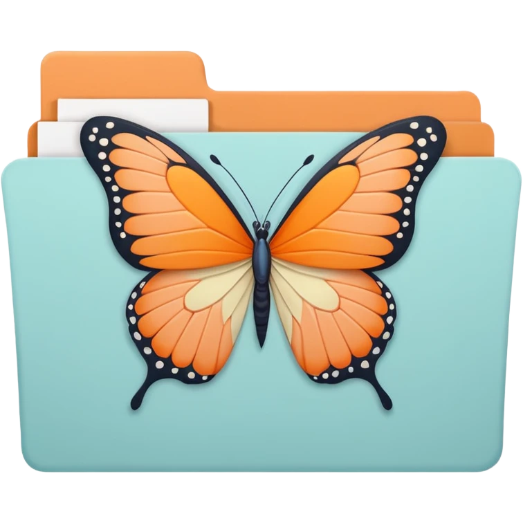 pastel orange file folder with butterfly on the cover emoji