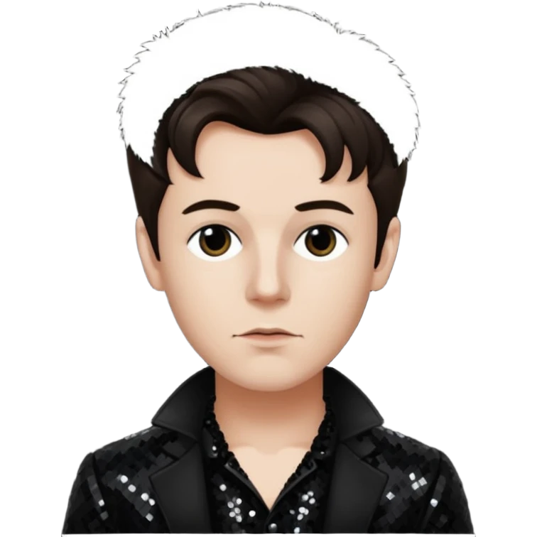 Arthur Rimbaud with dark brown hair, black sequin outfit  emoji