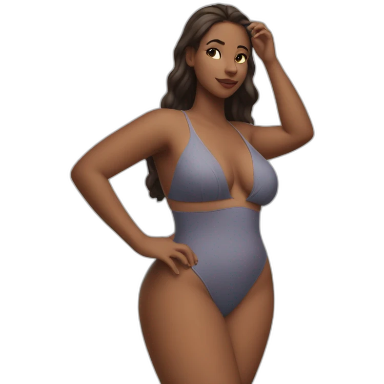 Slim-Thicc caucasian woman swimsuit posing emoji