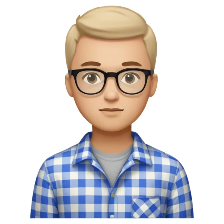 A confident young man in a checkered shirt and glasses poses indoors with a sharp, stylish look.


 emoji