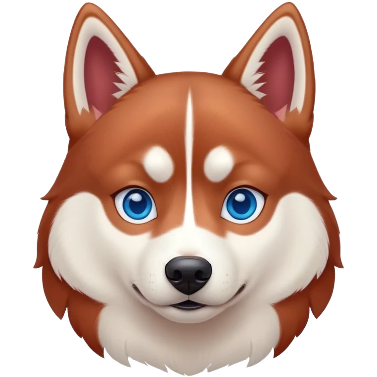 Disney-style red Siberian husky with blue eyes, cute emoji