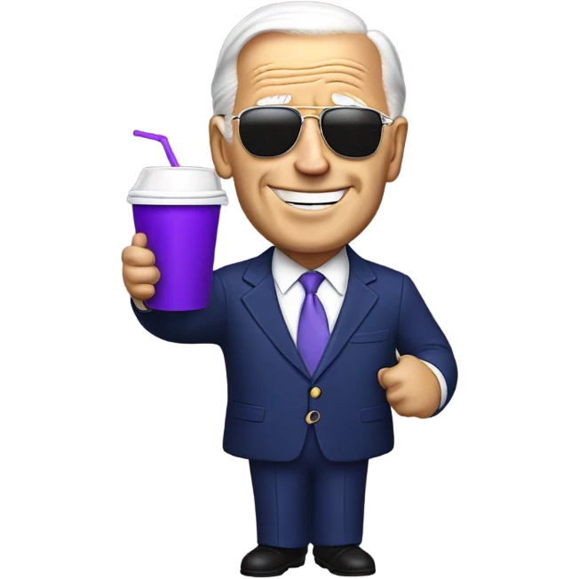 biden with purple drink in white cup emoji