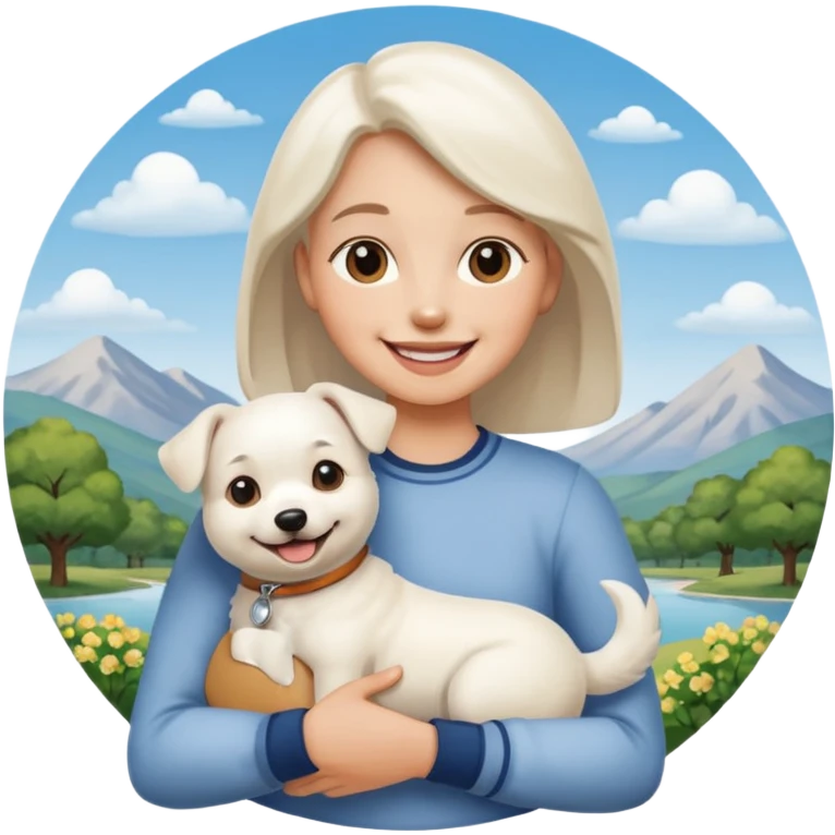 holding a white dog emoji
