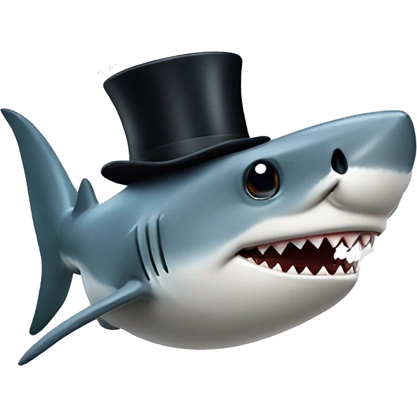 Shark with a top hat emoji