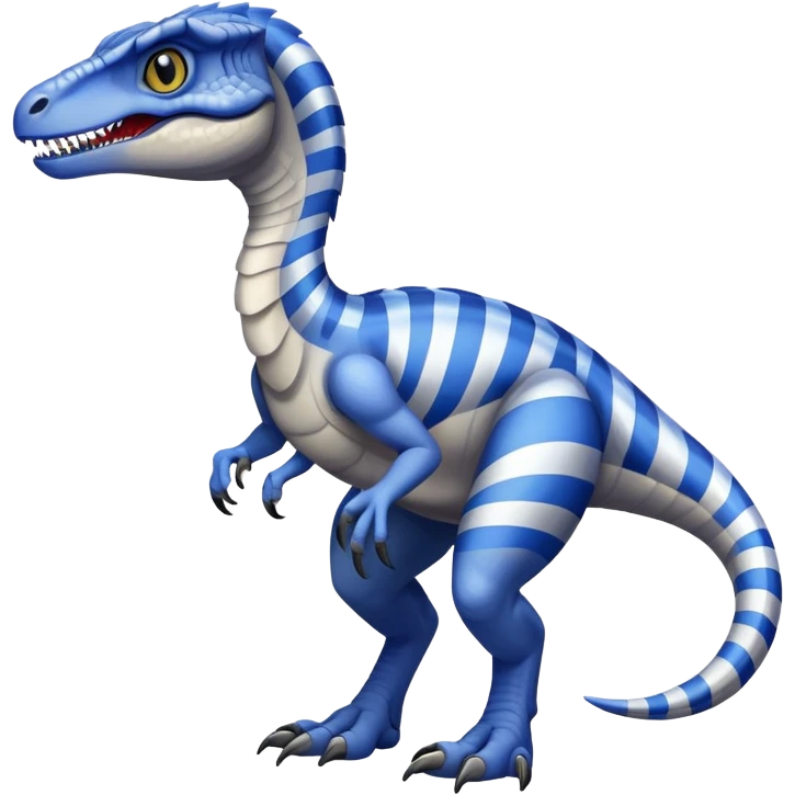 Gray velociraptor with a blue stripe emoji