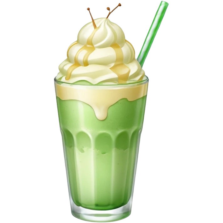 Japanese cream soda green on a glass with ice ice cream vanilla 1 scoop on top emoji