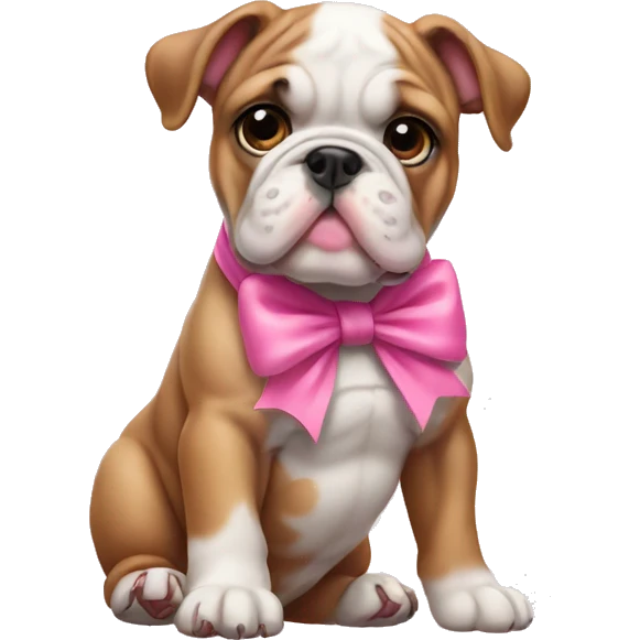 Bulldog puppy with pink bow  emoji