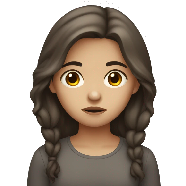 sad girl with dark brown eyes and brown hair emoji