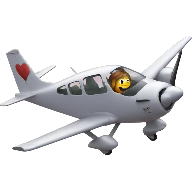 Heart in cockpit of plane emoji
