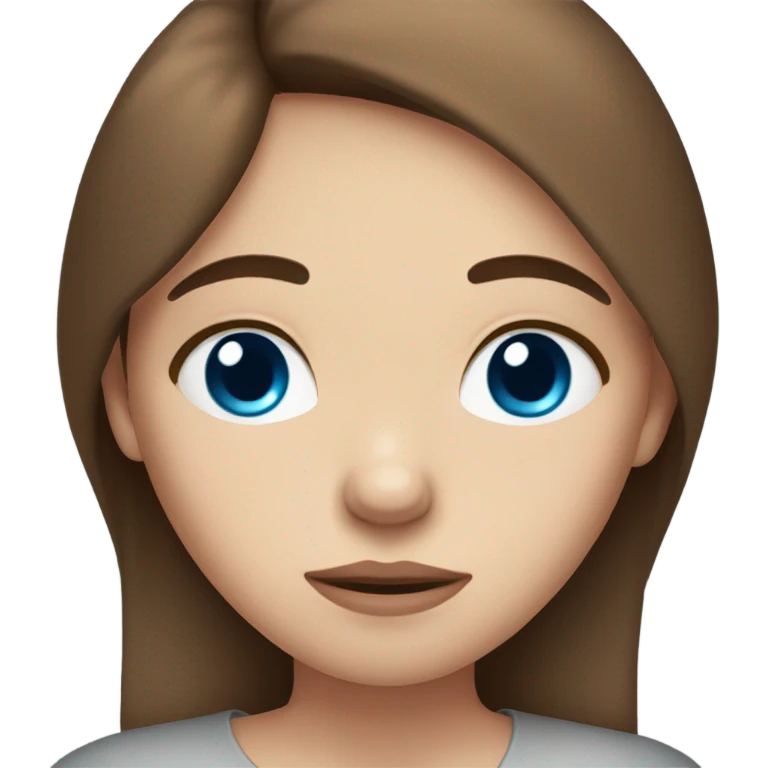 beautiful sad girl fair skin blue eyes  brown hair emoji