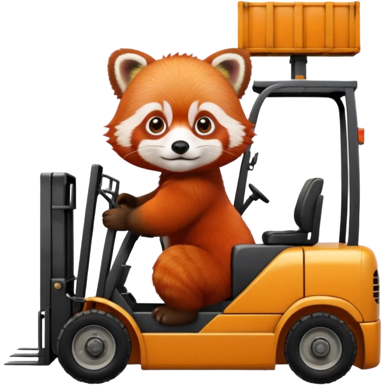 Forklift with red panda driver emoji