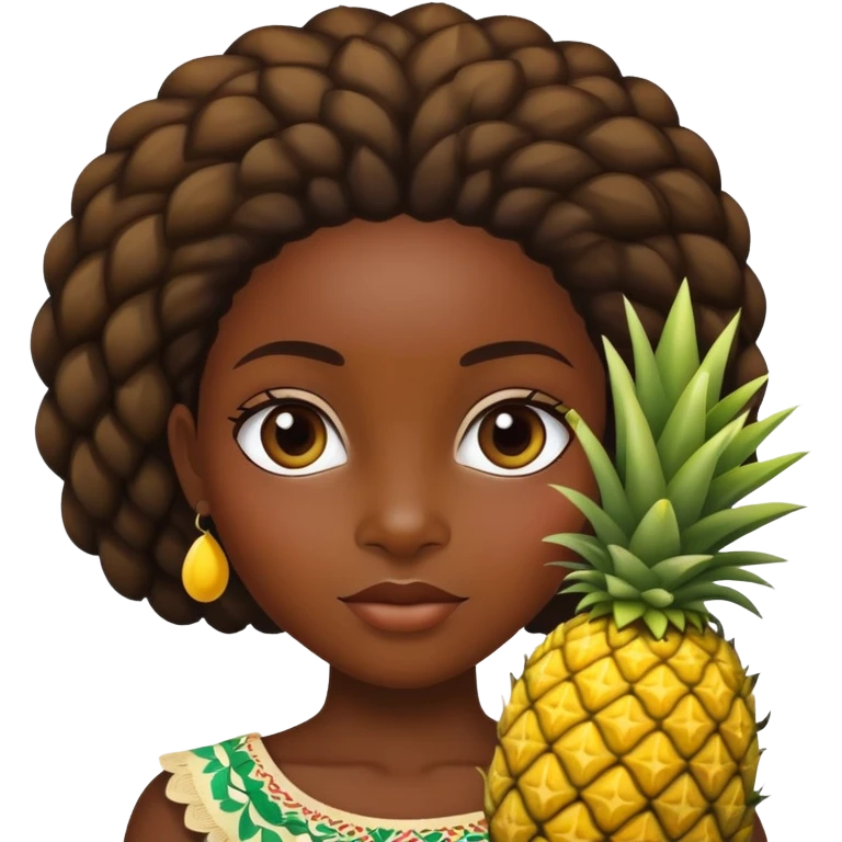 una ragazza del gana con un ananas emoji