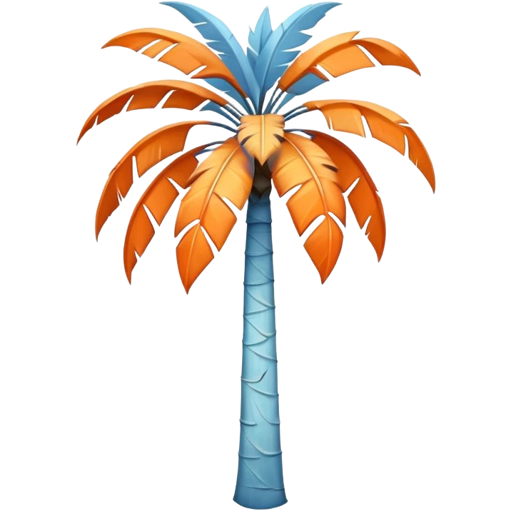 palm tree with pastel blue trunk and pastel orange leaves emoji