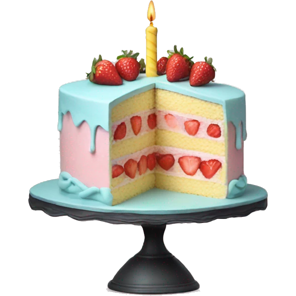 Pastel Birthday cake with strawberry emoji