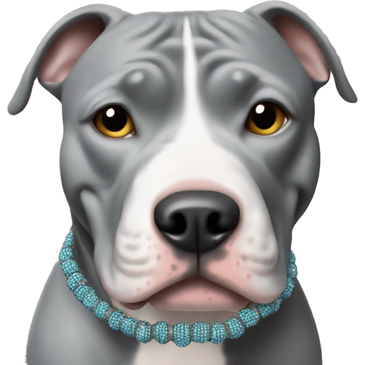 gray pitbull wearing a beaded friendship bracelet  emoji