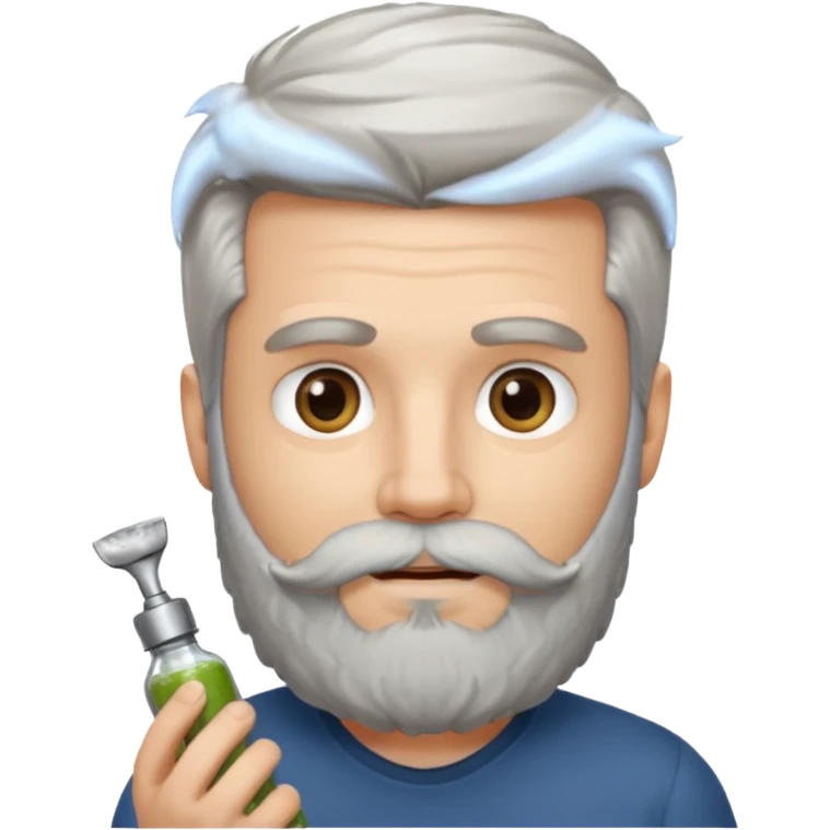 white man salt and pepper hair beard holding a beard emoji