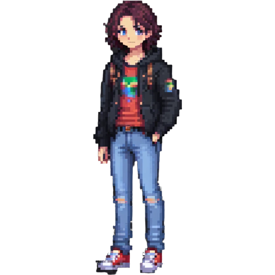 Pixel art person in casual outfit, full body emoji