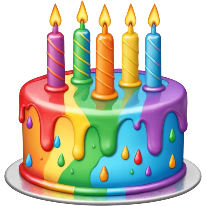 Huge fantastic epic aesthetic shiny glittery Melted rainbow birthday cake  emoji