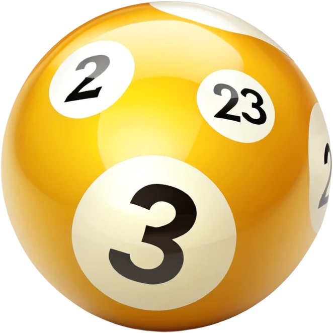 golden billiard ball with the number 23 in a pixelated style emoji