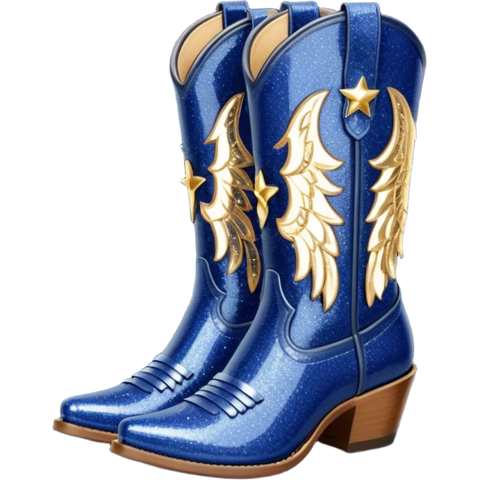 Realistic navy blue fashion cowgirl boots with sparkly shiny glitter fringe emoji