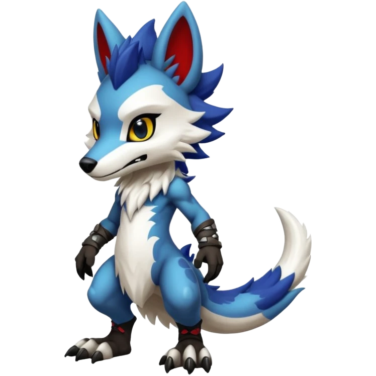 Cool Hot randomly-colored chibi furry anthropomorphic fantasy-Fakémon-Sergal-Canine-Protogen-creature with edgy markings (full body) emoji