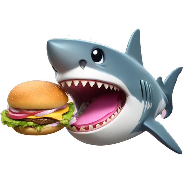 shark eating burger pink emoji