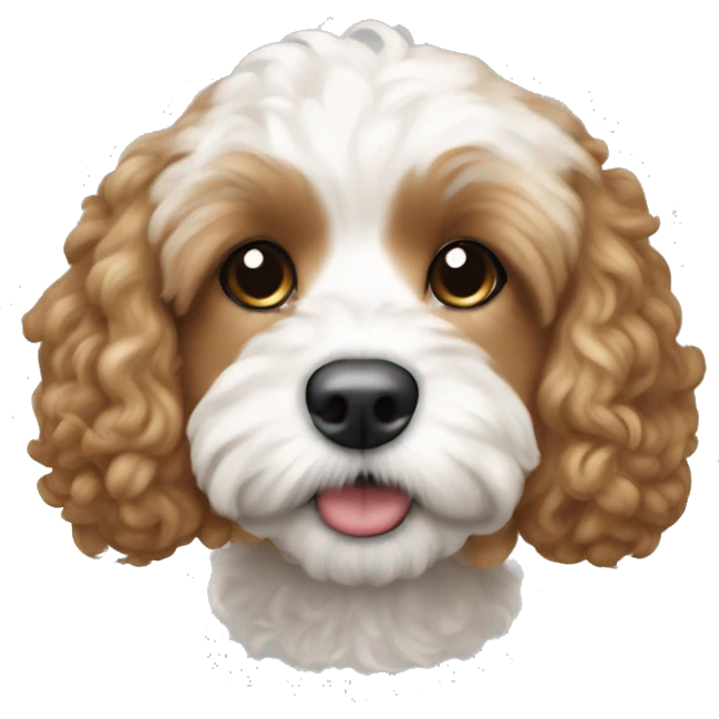 Light brown and white Cavapoochon  emoji