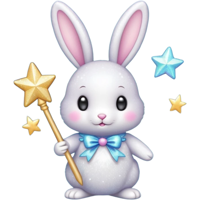 Fairy glitter bunny with wand  emoji