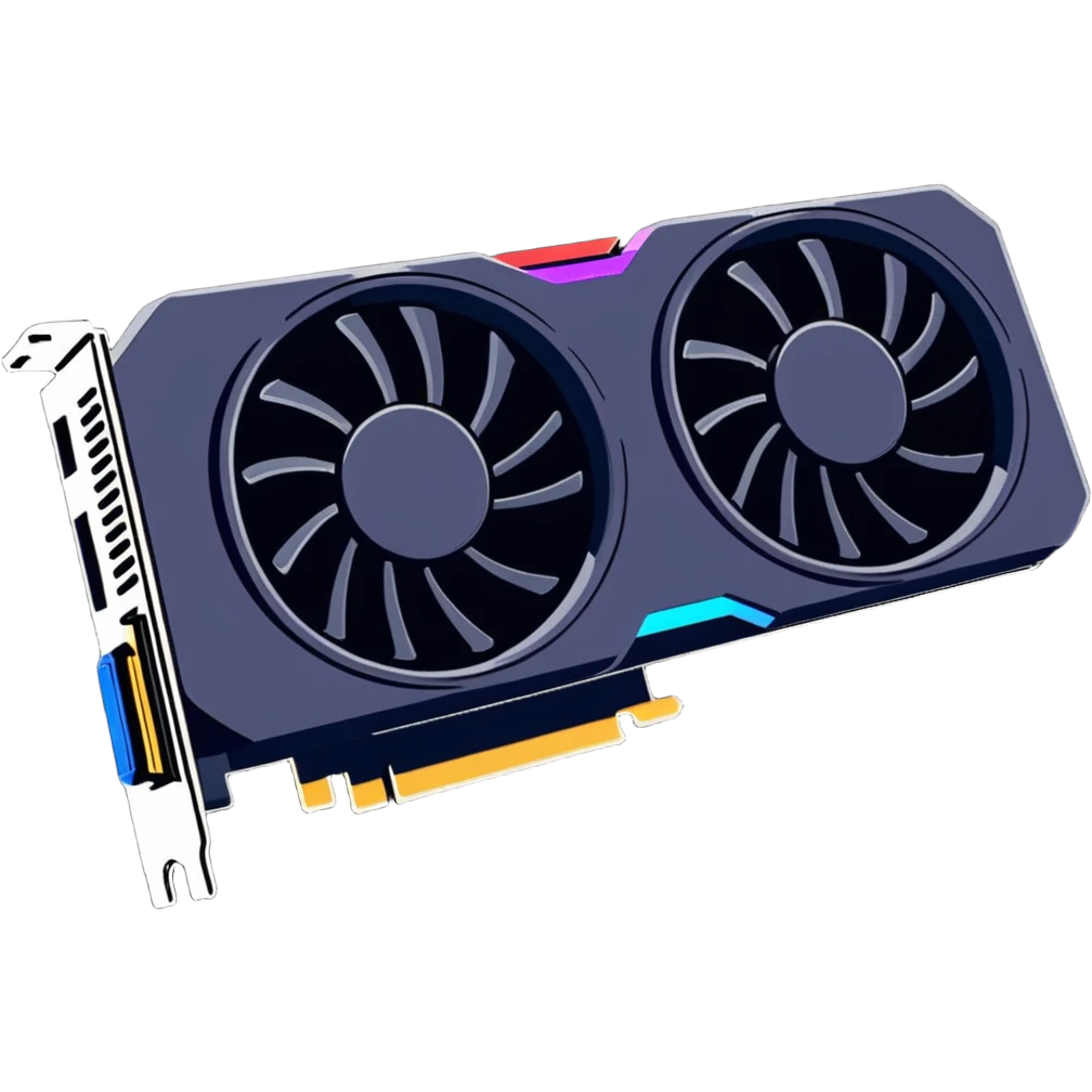 modern gaming video card with RGB lighting and cooling fans emoji