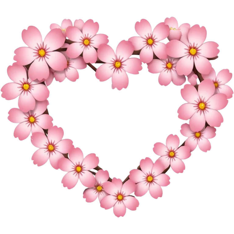 sakura heart with a soft white outline emoji