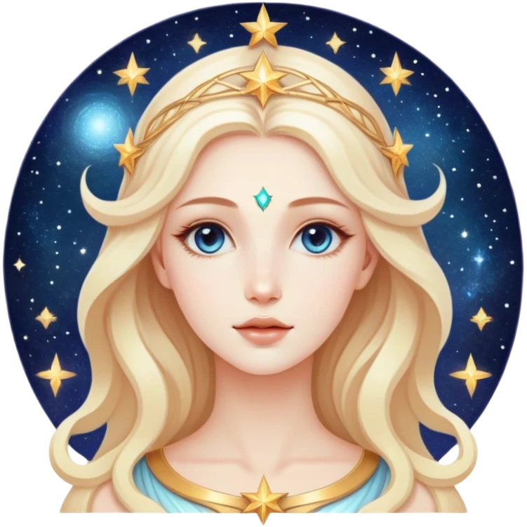 universe goddess Sophia with pretty perfect feminine attractive face, cosmic beauty with detailed delicate facial features, starry goddess with ethereal glow emoji
