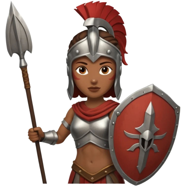 woman spartan warrior holding spear and shield emoji