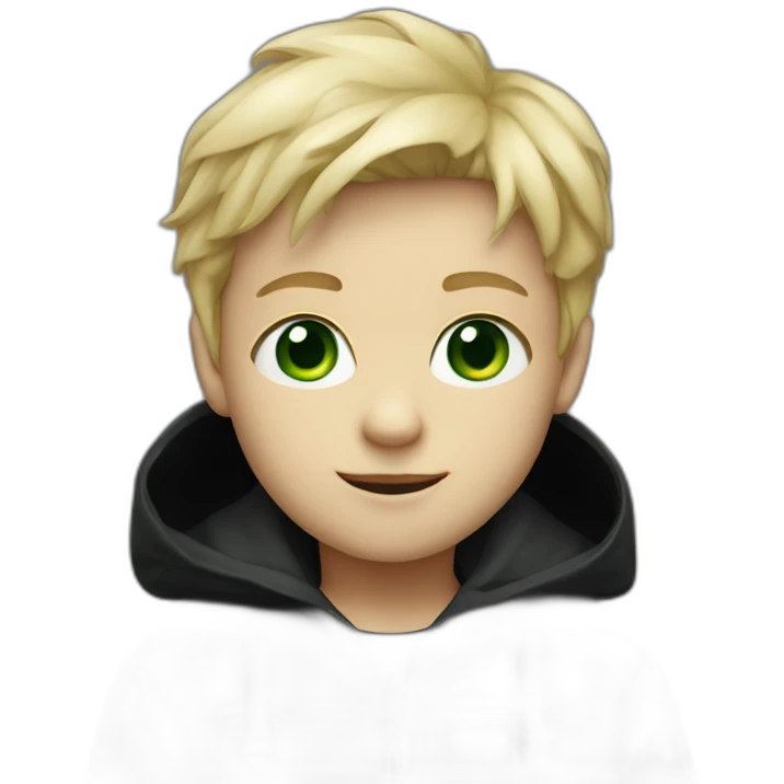 Blond boy with Black anorak kid Green eyes emoji