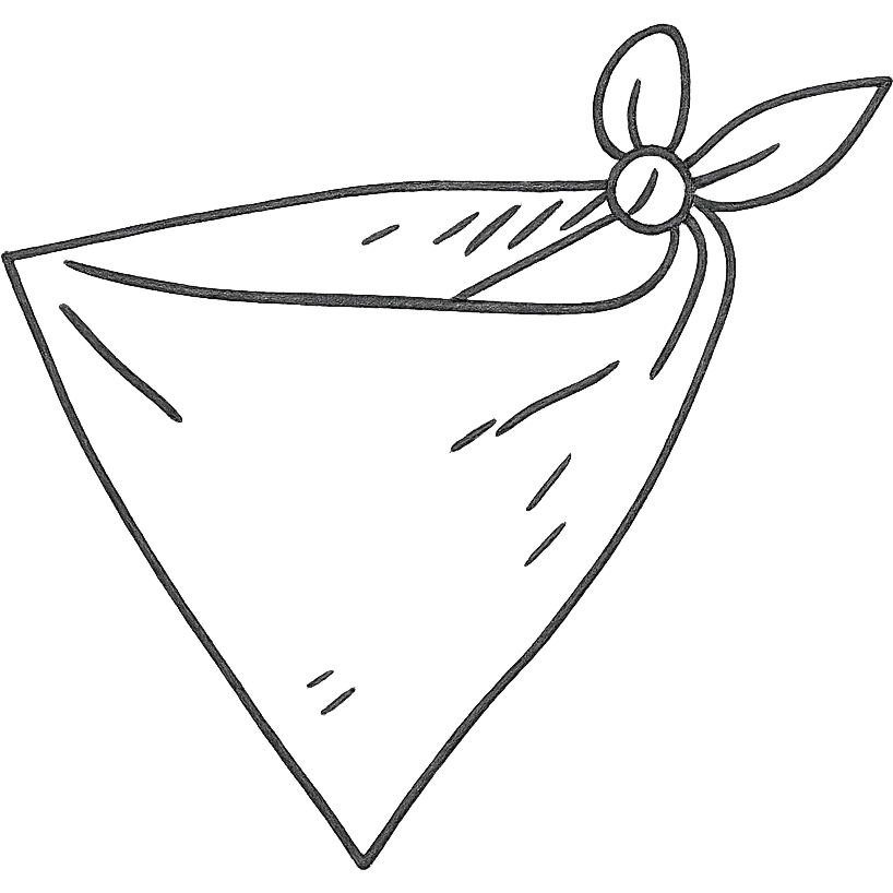 hand drawn outlined icon of an unfolded blue bandana emoji