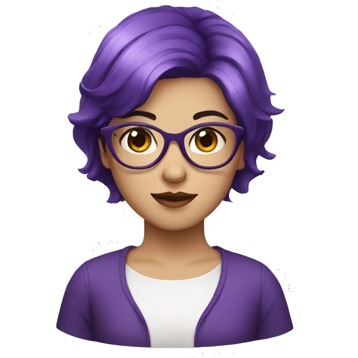 girl with white glasses and short dark purple hair emoji