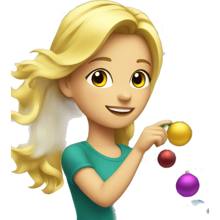 Blond Girl is decorating a Christmas tree emoji
