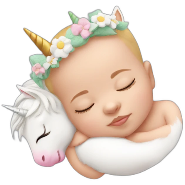Sleeping white Newborn with unicorn headband emoji