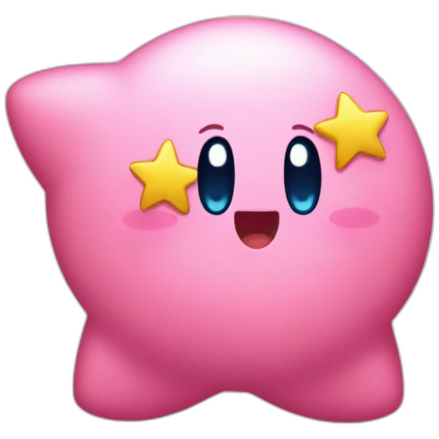 clean cute happy Kirby with a golden star emoji
