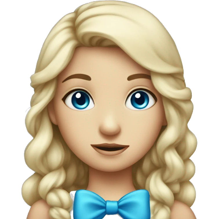 blue-eyed girl with bow emoji