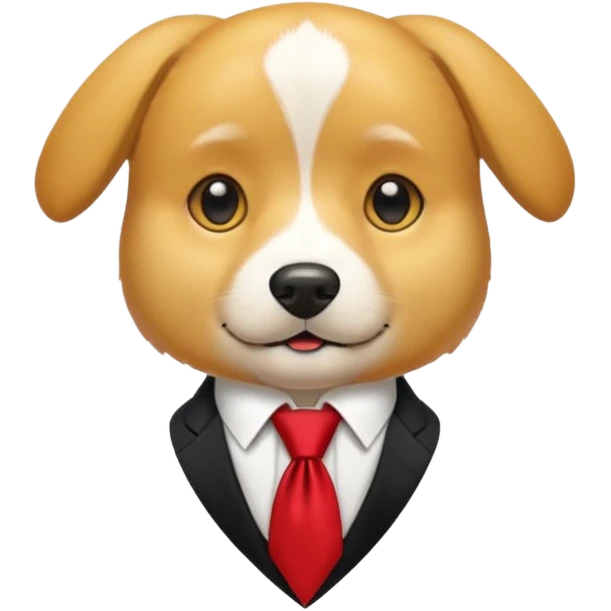 golden dog with white tie,red shirt emoji