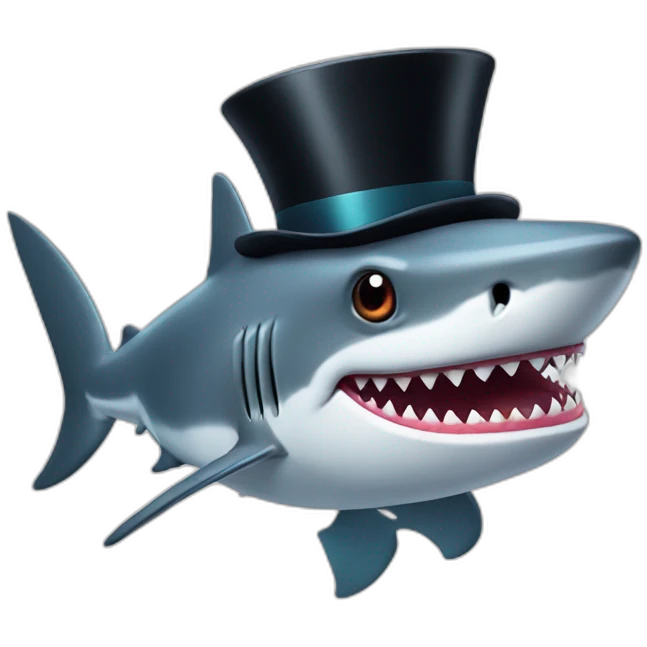 Shark with a top hat emoji