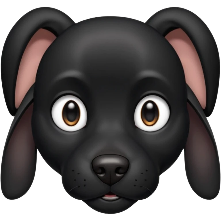 Shadow is a black dog with big upright ears and bright, expressive eyes. He has a sleek, dark coat and a calm but alert look. His face is gentle and intelligent, with a slightly curious expression. Shadow looks loyal, attentive, and a little playful, giving off both a protective and affectionate  emoji