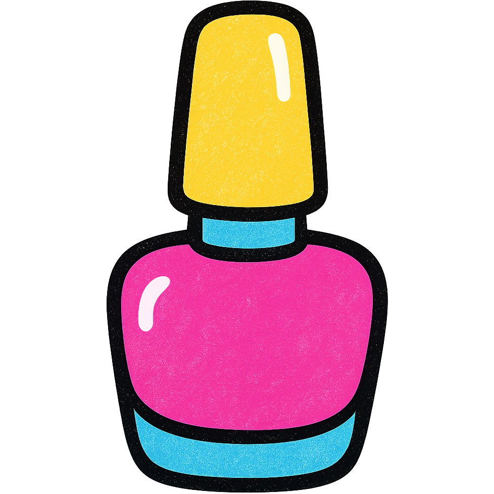 stylized nail polish bottle with a shiny cap, vibrant colors icon emoji