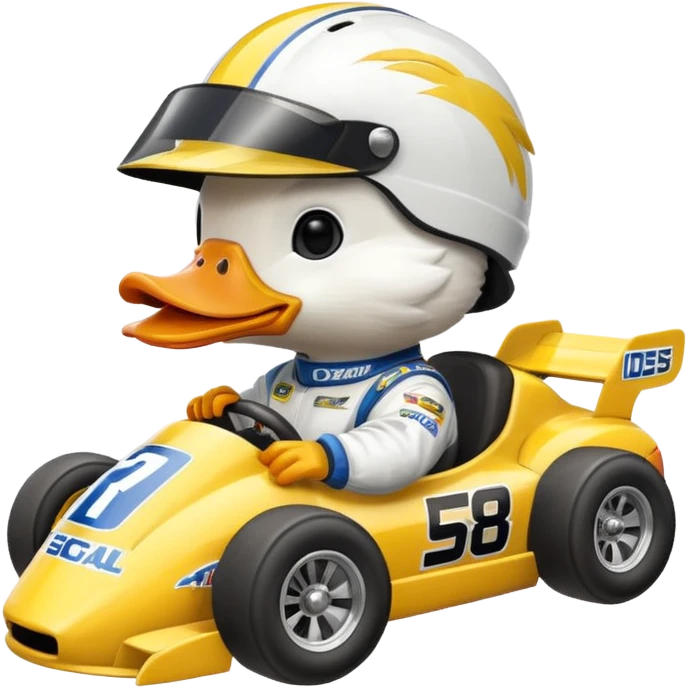 duck driving a nascar emoji