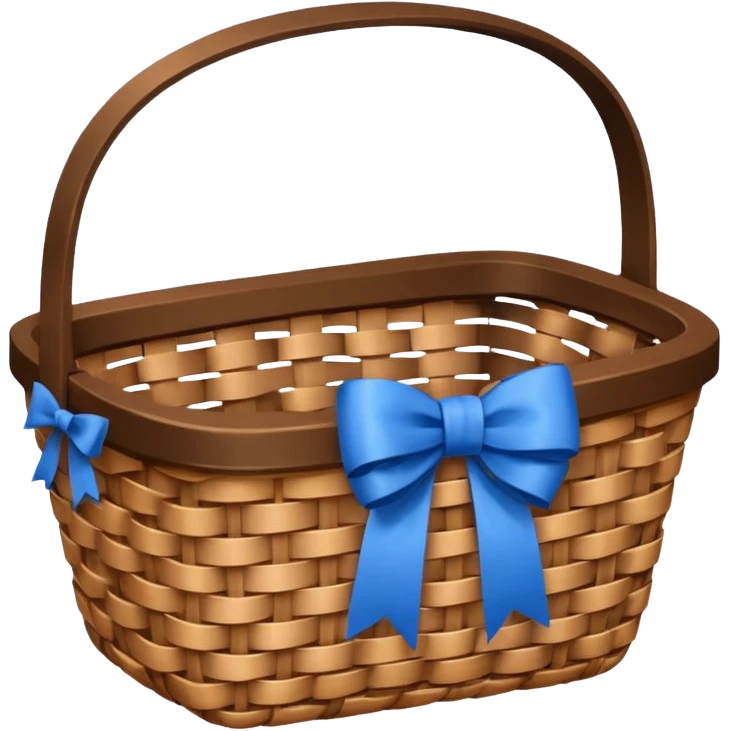A basket with a blue ribbon on the handle emoji