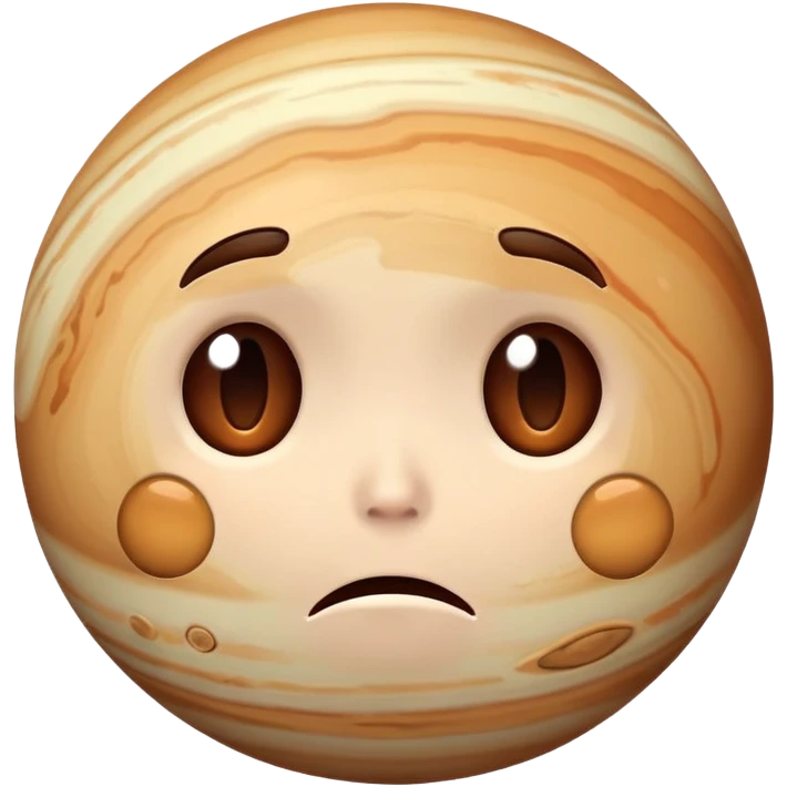 Jupiter planet with a cute sad face, teary eyes emoji