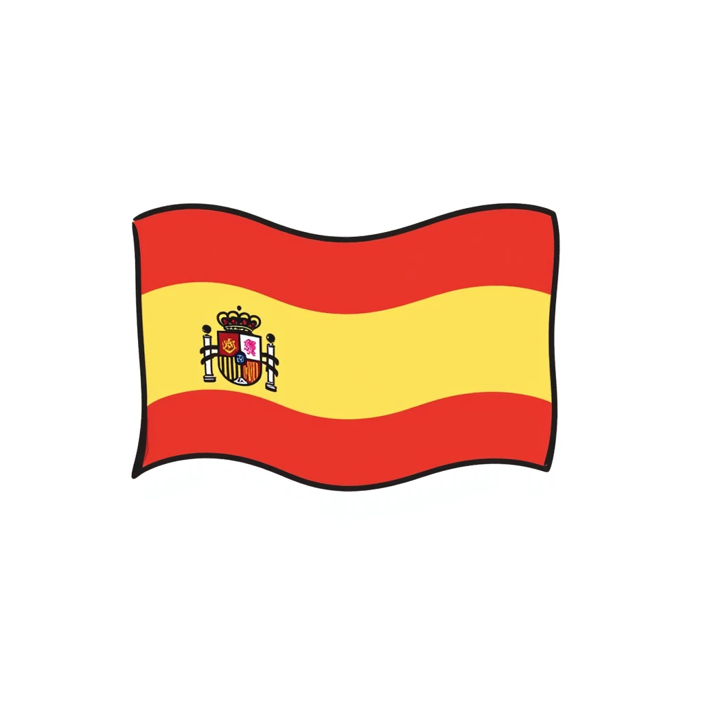 hand-drawn doodle style Spanish flag with red and yellow horizontal stripes and coat of arms emoji