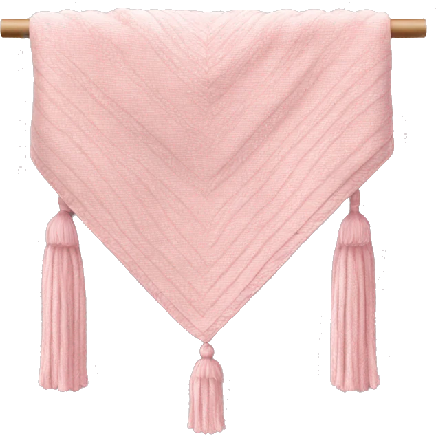 Light pink blanket with pink tassels, folded, chevron texture emoji