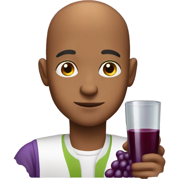 African bald Male drinking grape juice emoji