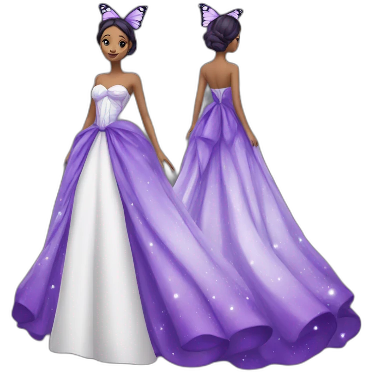 purple and white butterfly inspired gown dress emoji
